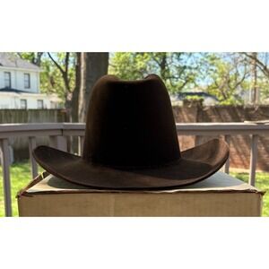 VTG Stetson 4X Beaver Cowboy Hat 7 1/4 Brown Western C.R. Anthony + 2 Hat Bands
